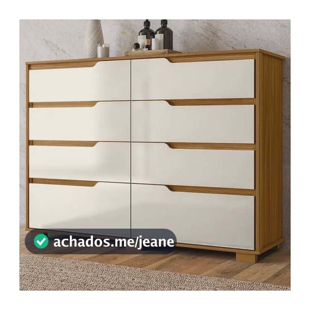 Cômoda Gaveteiro Georgia Para Quarto Casal 8 Gavetas Freijó/off White
