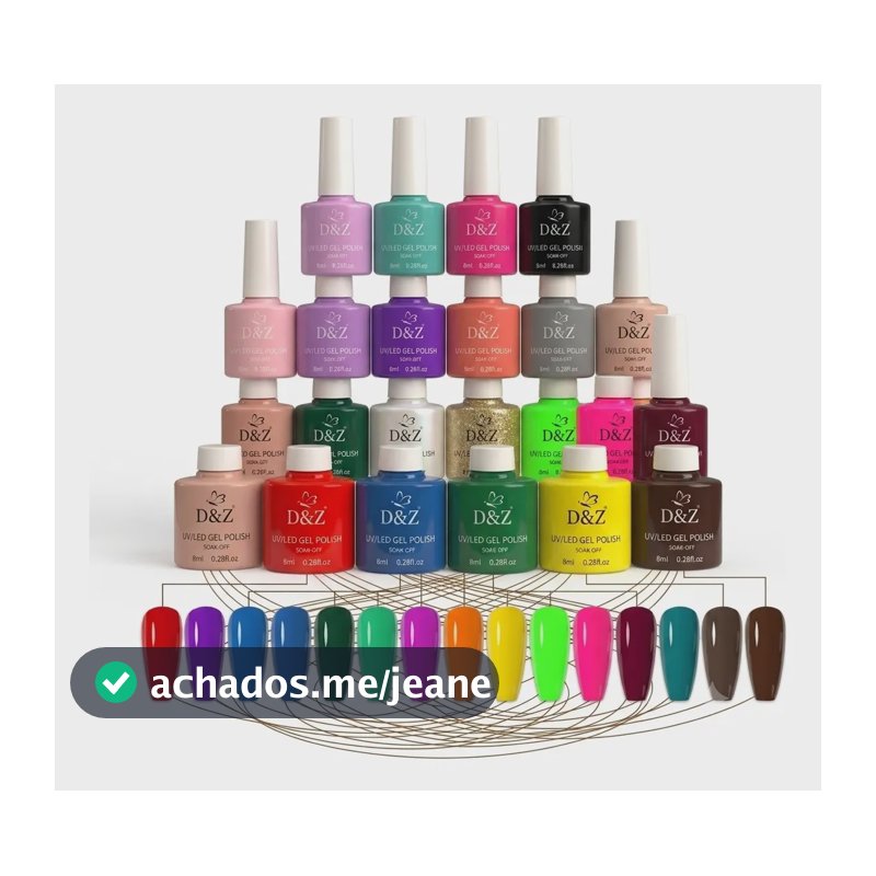 Kit Pronto 10 Esmaltes Em Gel 7,5ml D&z Unhas Uv Led Kit 02 10 Cores Aleatorias Sem Repetir