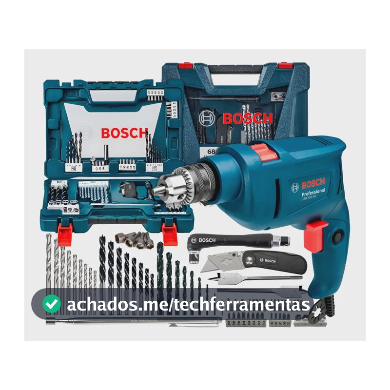 Furadeira Industrial Impacto 450w Gsb 450re Bosch Kit 68 Pçs 220v 60hz