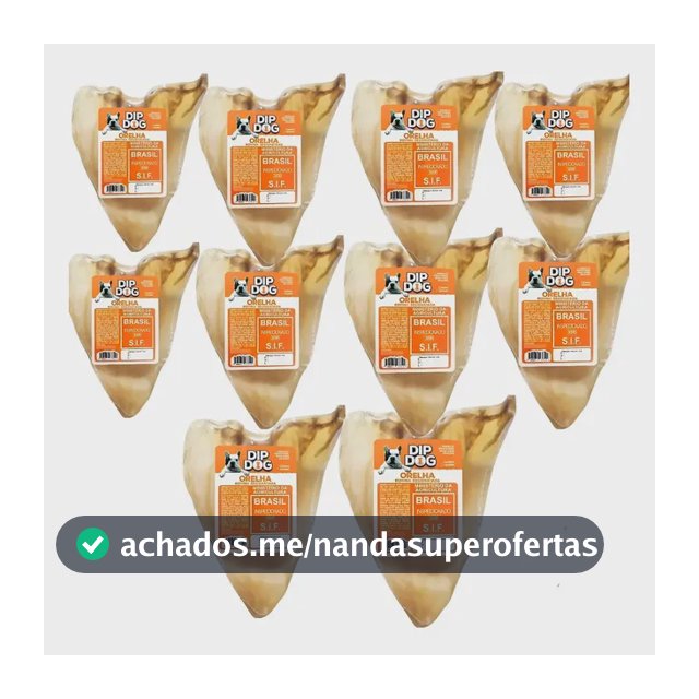 Mordedor Orelhas Bovina Natural Kit 10 Unidade Para Câes Diel