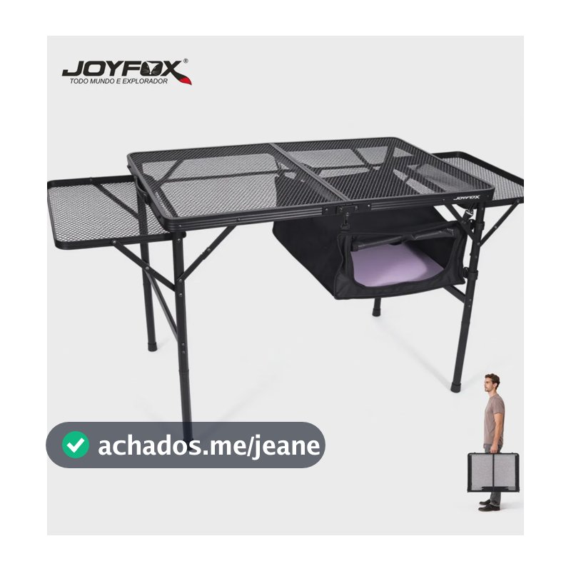 Mesa Dobrável De Camping 123cm Com Painel Lateral Extensível Resistente, Portátil E À Prova De Água E Calor