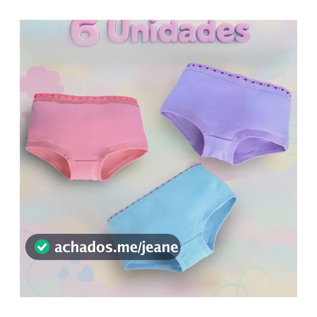 06 Calcinhasas Infantil Feminina Box Algodao Conforto Macia