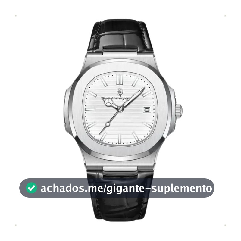 Relógio Classic Vintage Suíço Masculino Em Couro Esportivo Correia Preto Bisel Prateado Fundo Branco