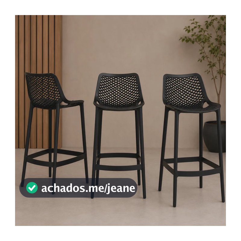 Kit 3 Banquetas Alta Preta Suits Cozinha Balcão Área Gourmet