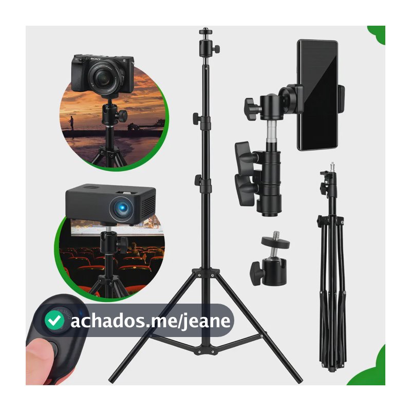 Tripé Pedestal Profissional 2.1 Metros Suporte De Celular Câmera Controle Bluetooth Coolmusic