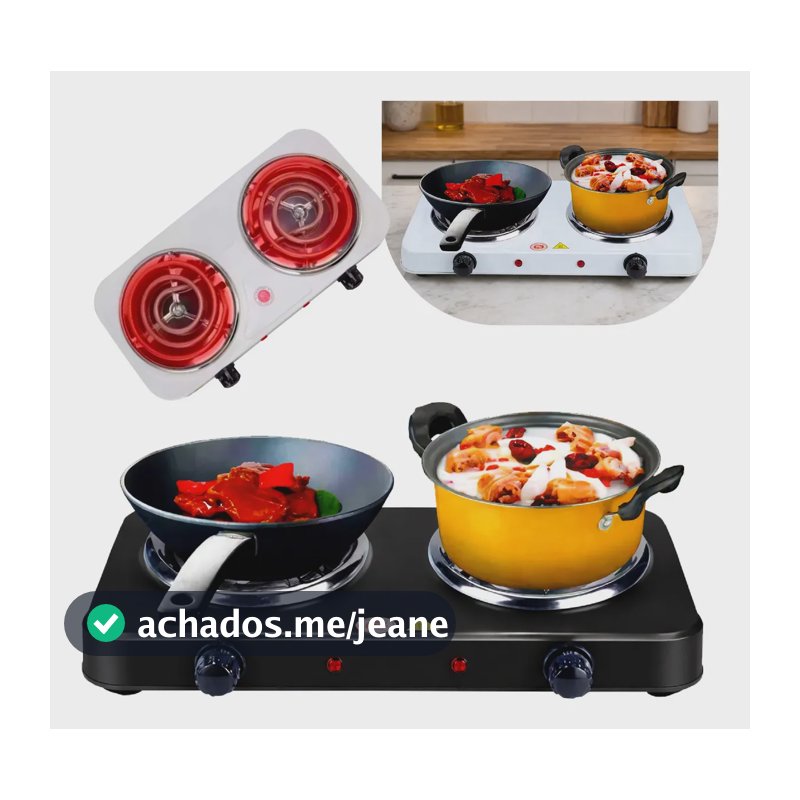 Fogão Fogareiro 2 Bocas Elétrico 2000w Cooktop De Mesa Portátil Cor Preto - Aero Home