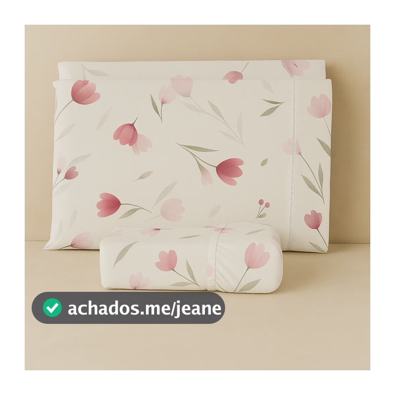 Jogo De Lençol Casal Estampado 3 Peças 100% Algodão Macio Tulipa