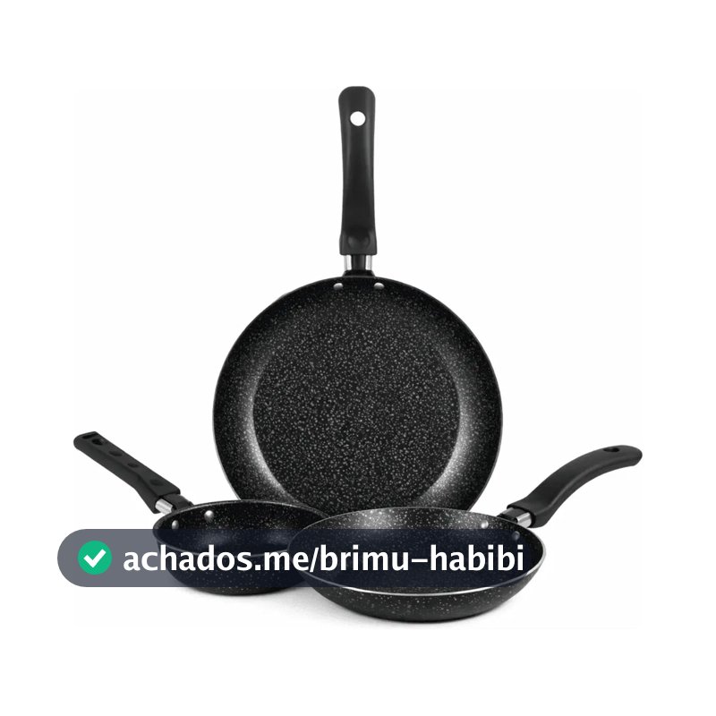 Jogo De Frigideiras Francesas 3 Peças 14 18 24cm Preto Nacio
