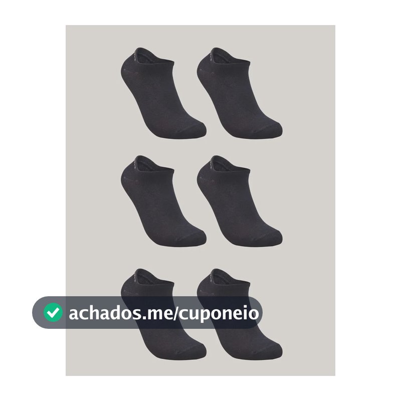 Kit De 6 Pares De Meias Masculino E Feminino Sapatilha Lupo Preto Liso 41-44