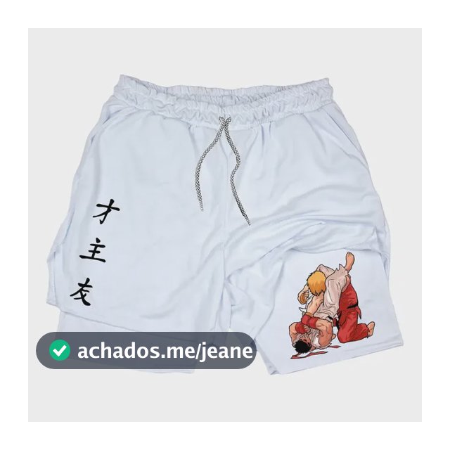 Short Compressao 2 Em 1 Jiu-jitsu Luta Japonesa Escrita Styl
