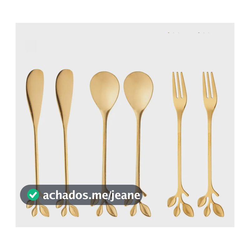 Conjunto 6 Talheres P/chá Leaves Wolff Dourado Aço Inox