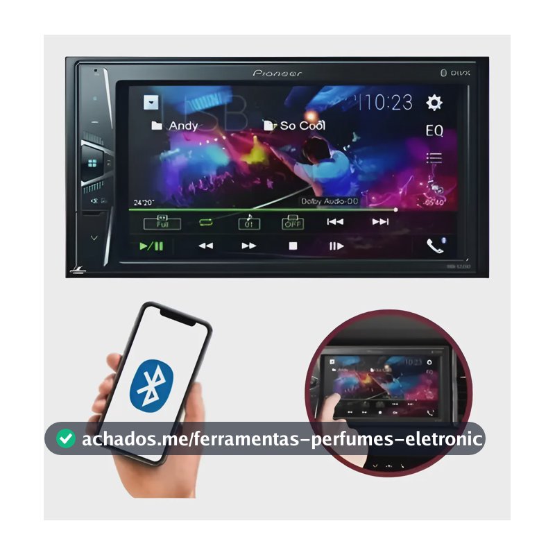 Multimidia Auto Radio Pioneer Dmhg228bt Bluetooth Usb 7 Pol. Preto