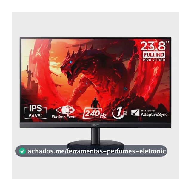 Monitor Gamer Acer Nitro 24'' 240hz 1ms Ips Full Hd Kg240y Preto 127/220v