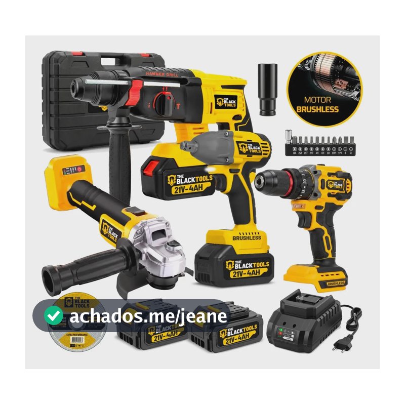 Kit Multi Ferramentas Brushless Profissional 4 Em 1 C/ 2 Bat