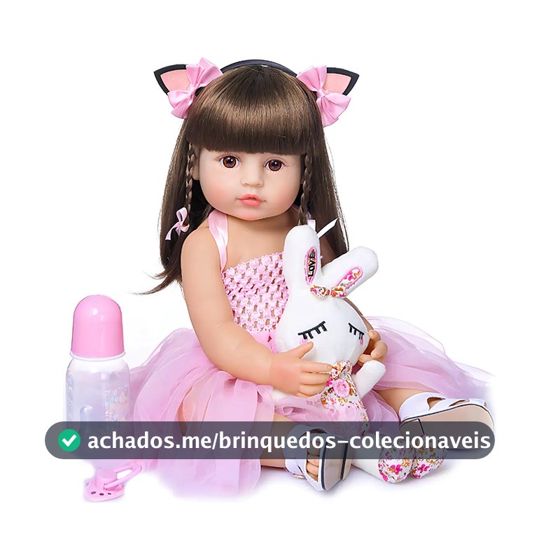 Brastoy Bonecas Bebe Reborn Menina 100% Silicone 55 Cm