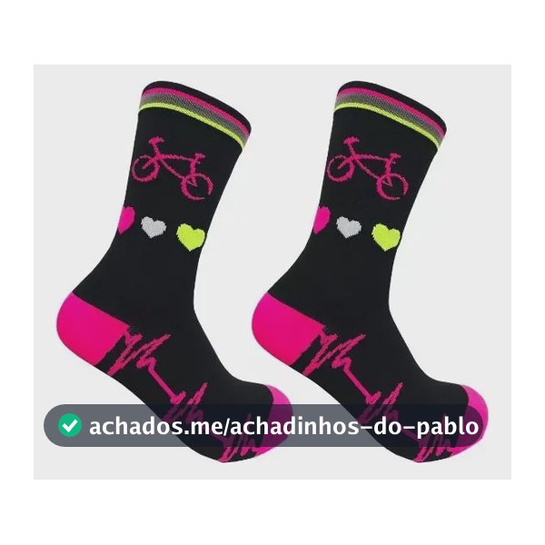 Meia Ciclismo Mtb Cano Longo Bike Coração Rosa Rosa 35br-40br