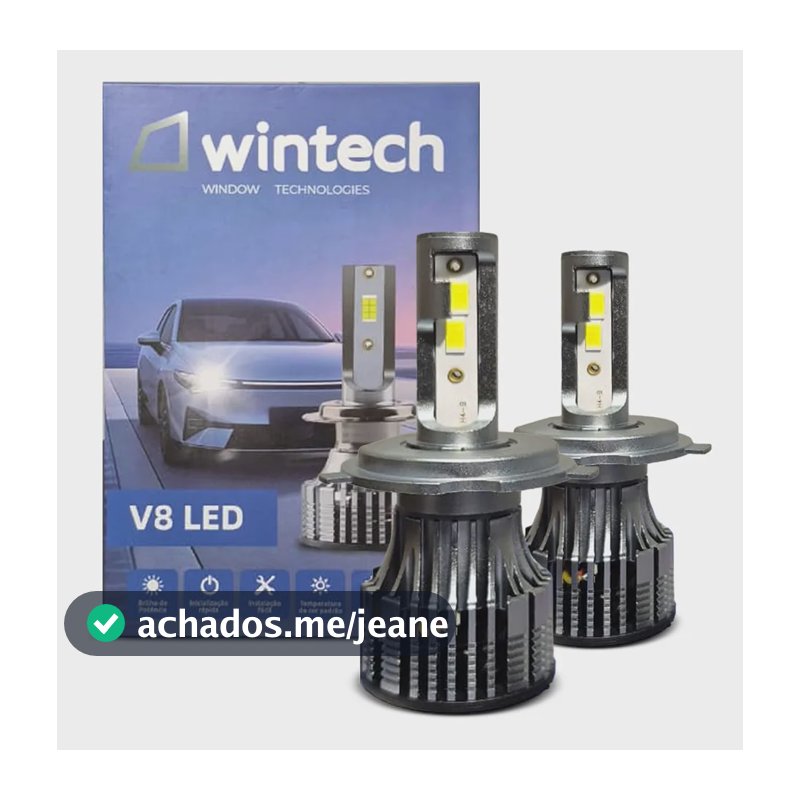 Lâmpada Super Led V8 H7 15000 Lumens Wintech 80w Par H7 Branco 6500k