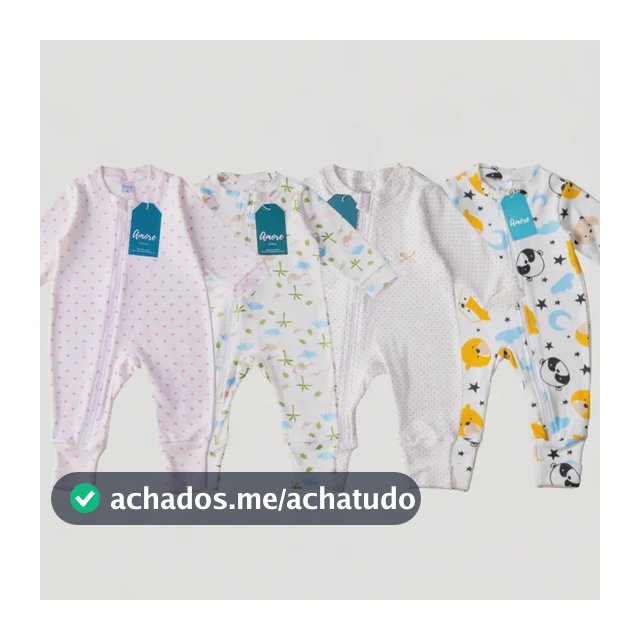 Kit 3 Macacão Infantil Vira Pé Bebê Estampado Menino Menina
