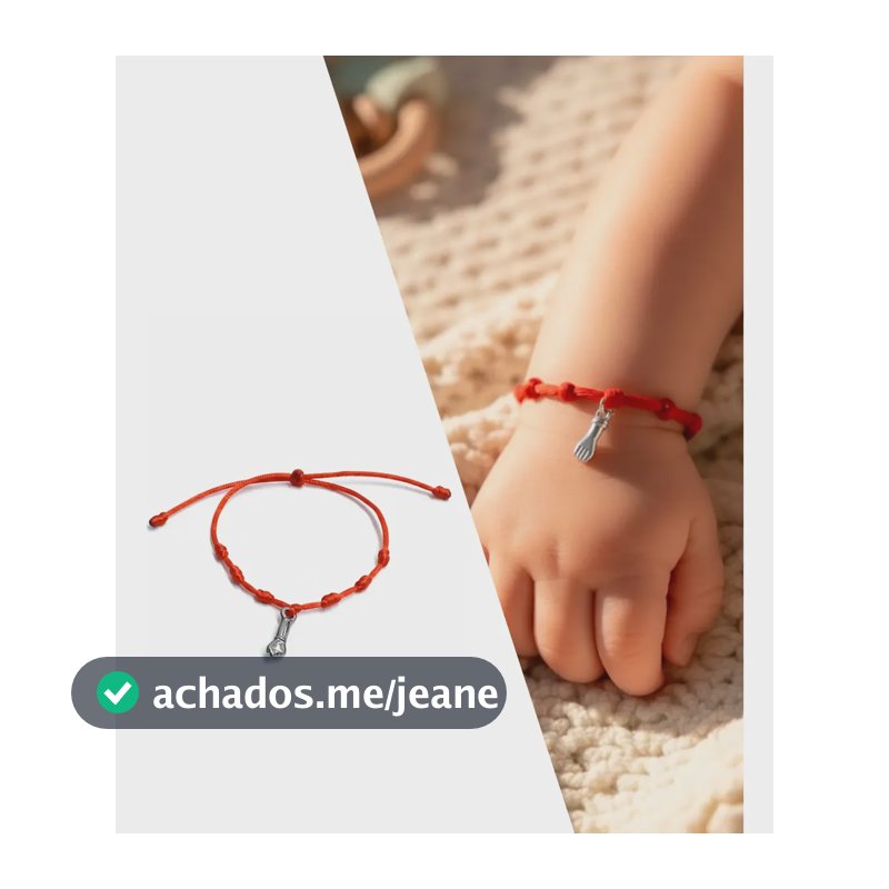 Pulseira Vermelha Infantil 7 Nós Figa Amuleto Proteção Bebê Prata 0 Cm 0 Mm