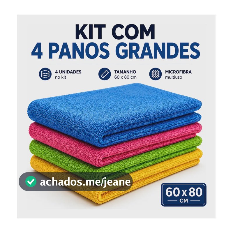 Kit 4 Panos De Chão Microfibra Gigante Multiuso Mais Vendido Aleatória