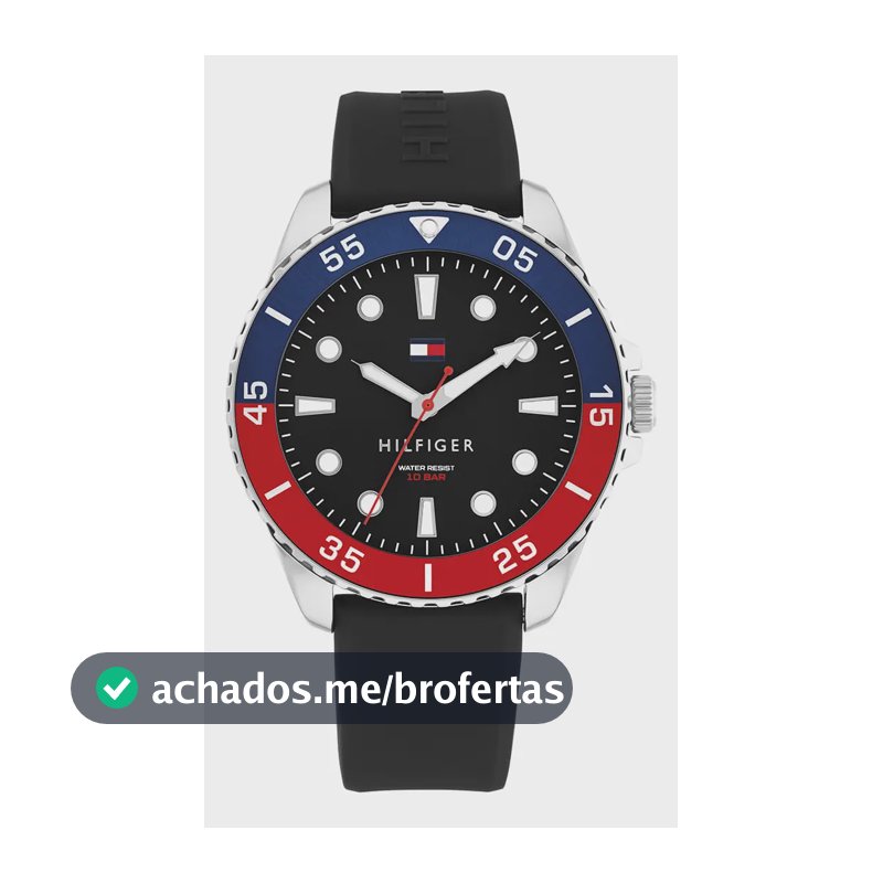 Relógio Tommy Hilfiger Masculino Borracha Preto 1792201 Preto