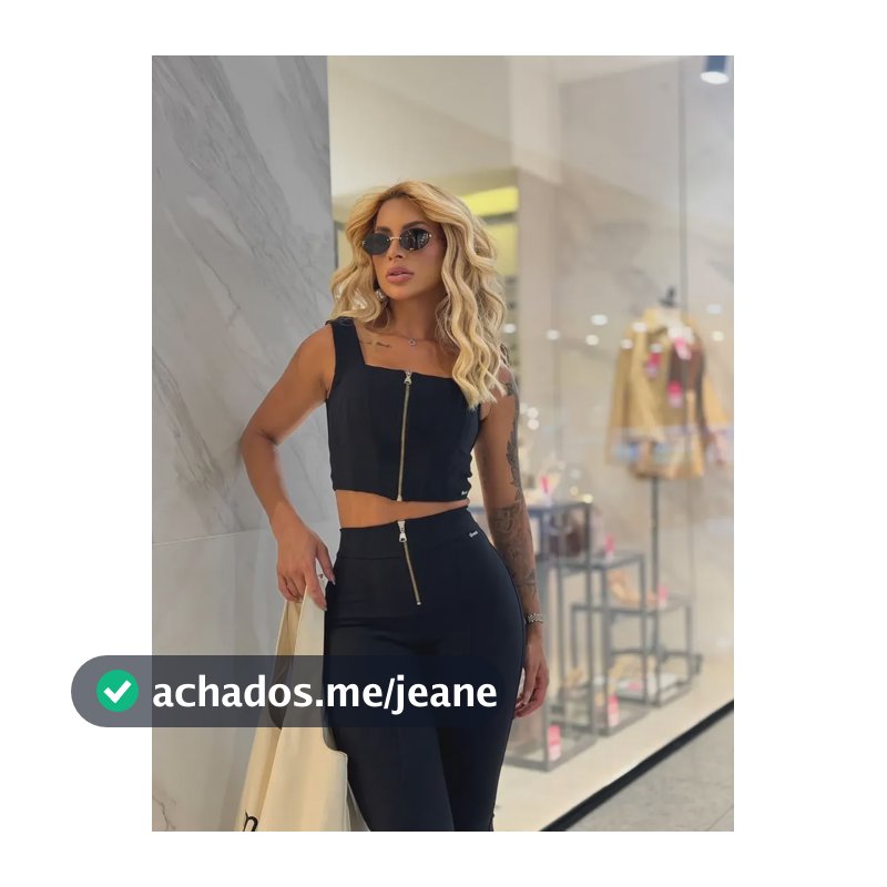 Conjunto Cropped E Calça Feminino Chocomel - 2936 Grabrilee Preto