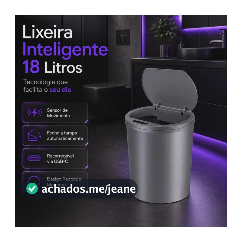Lixeira Inteligente Com Sensor Automática Banheiro Cinza Lixeira Automática De 18 Litros Com Sensor Balde Lixo Adequada Para Cozinha E Banheiro Modelo