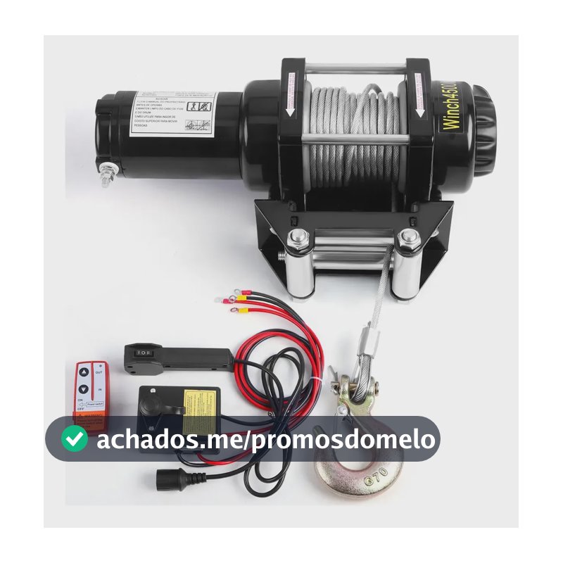 Guincho Elétrico 4500lb/2041 Kg Quadriciclo Jipe Troller 12v 12v