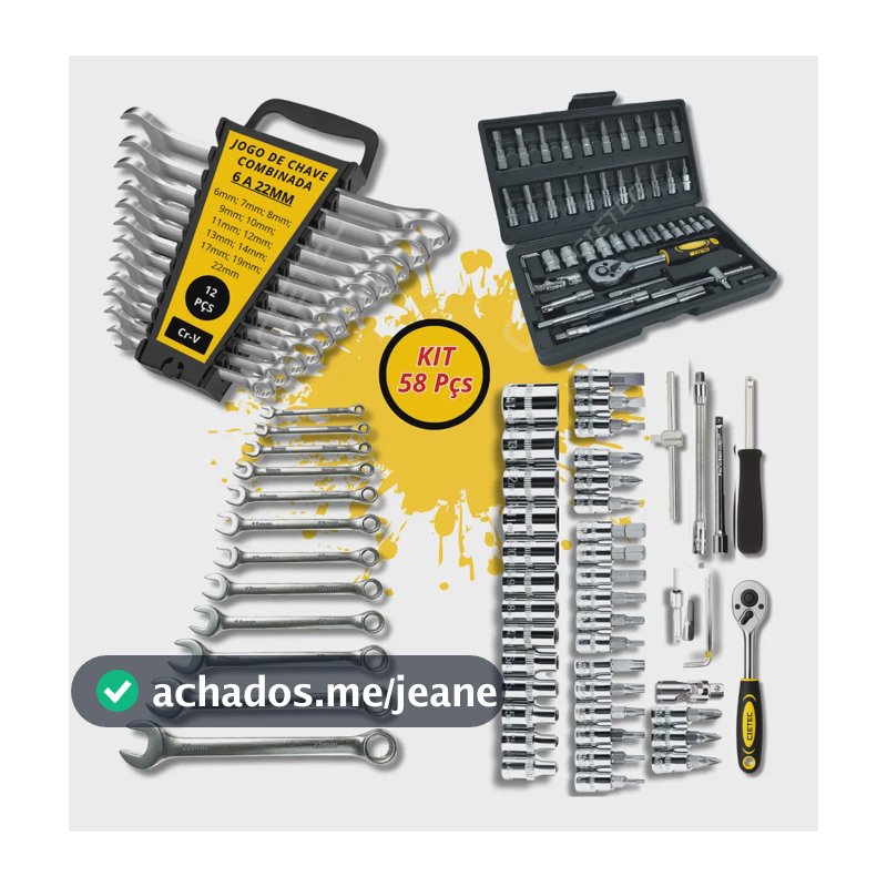 Jogo Chaves Combinadas Kit Ferramentas Soquete Catraca Chave De Boca Combinada 58 Peças Crv Cietec