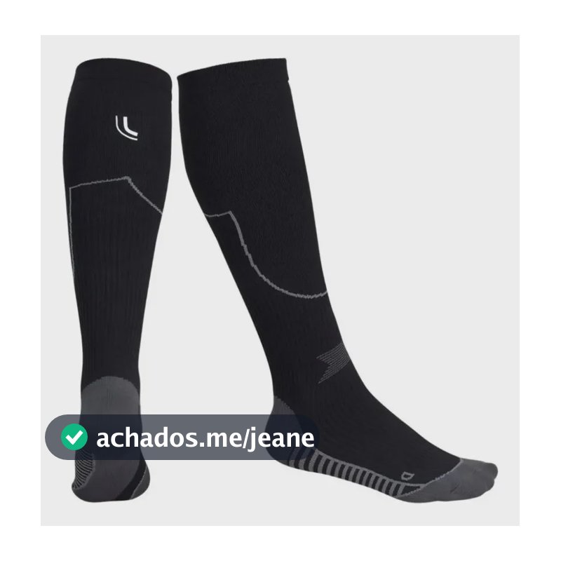 Meia De Compressão Anti Bolhas Esportiva Efeito Emana Lupo Preto Logo M (37-40)