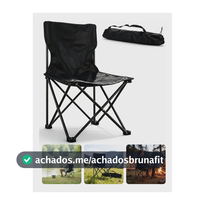 Cadeira Dobrável Camping Pesca Praia Portátil Leve Com Bolsa Preto