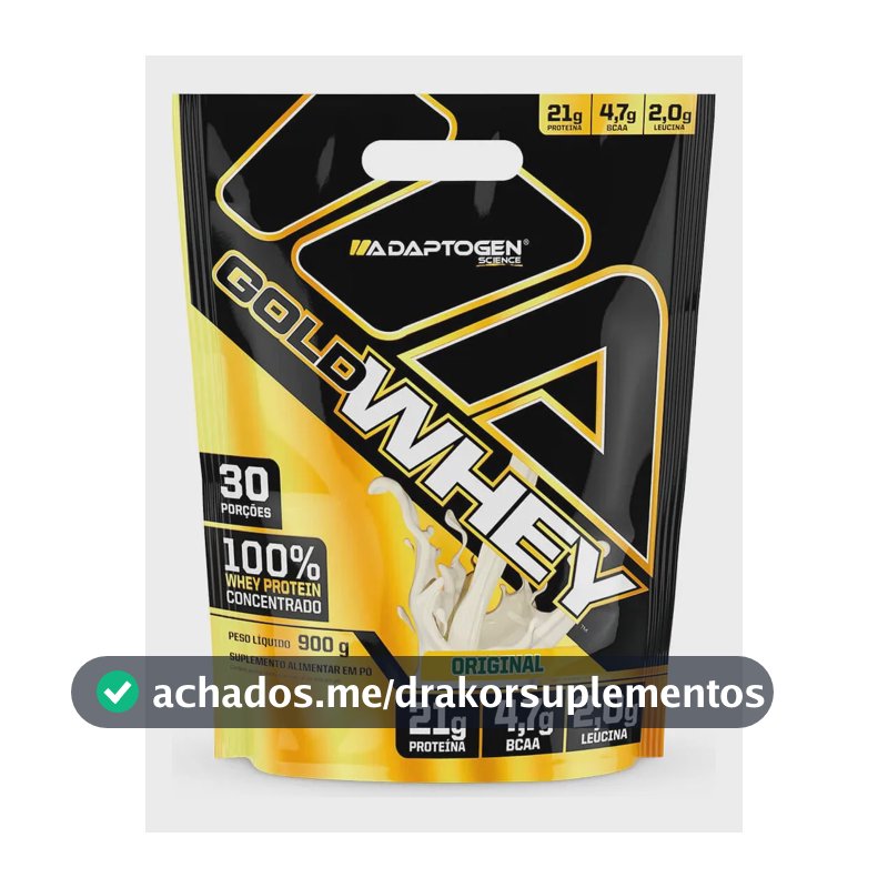 Proteína Adaptogen Gold Whey Original Em Pó Sem Sabor 900g