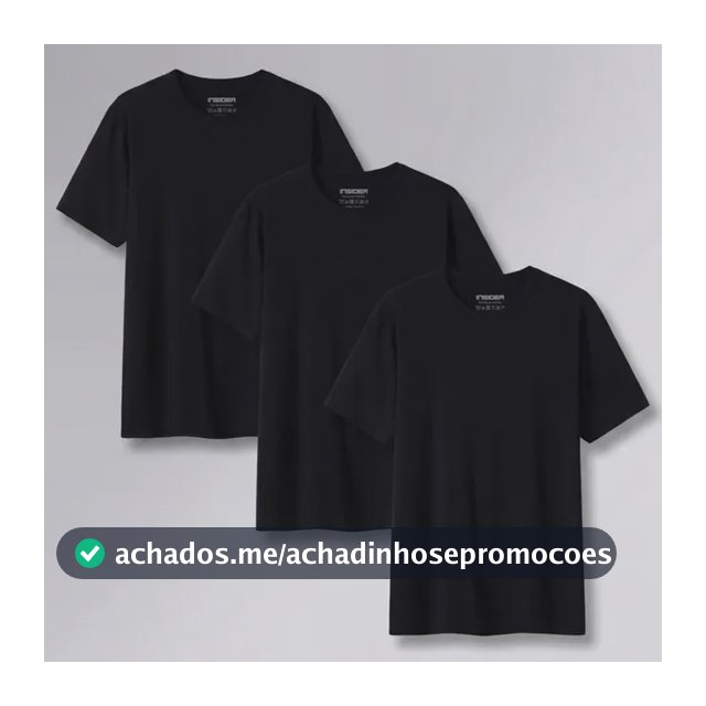 Kit 3 Camisetas  Light T-shirt Insider Preto M Lisa