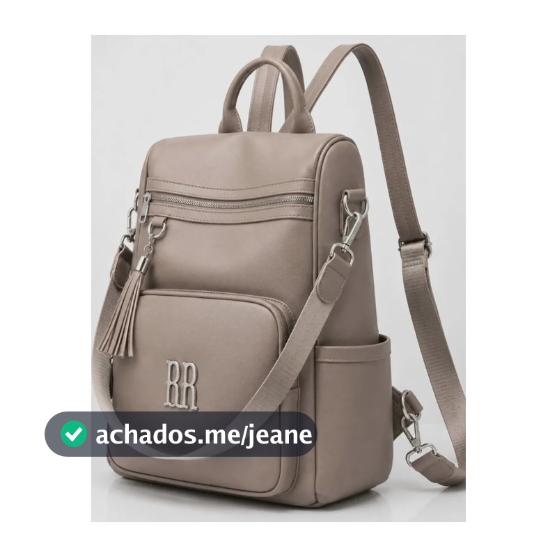 Bolsa Mochila Feminina Transversal Porta Notebook Meimi Marrom Lisa Níquel Preto
