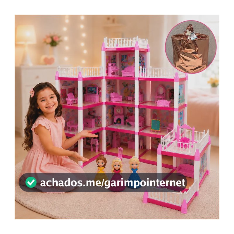 Casinha Boneca Castelo 3 Princesas 240 Peças + Kit Presente