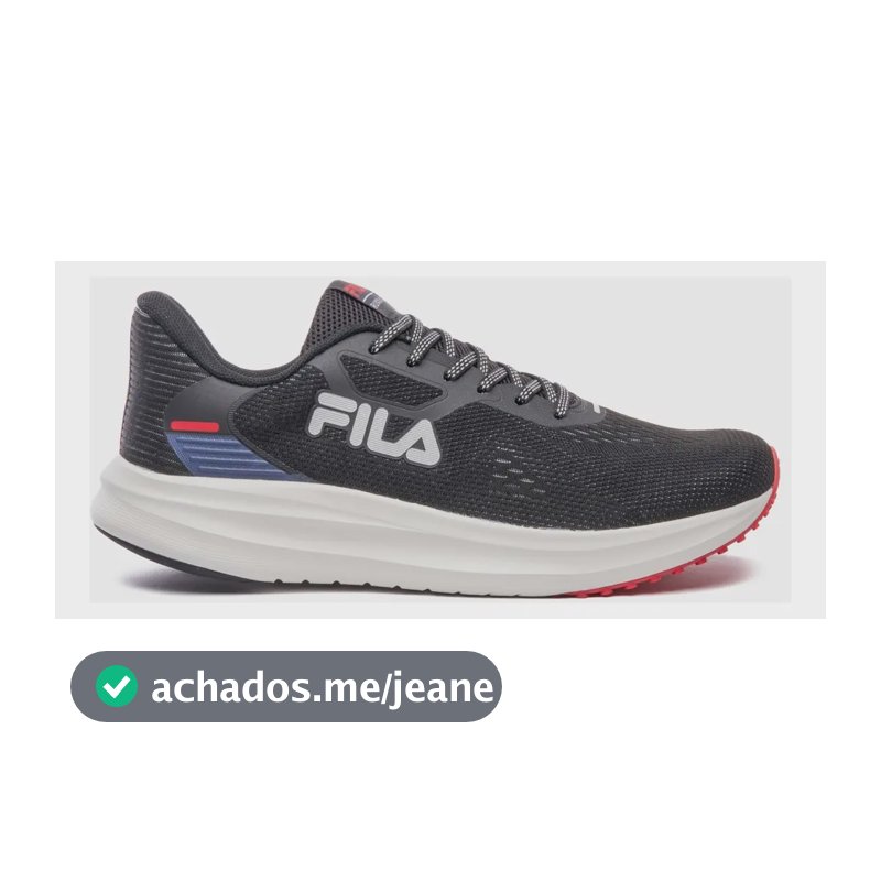 Tênis Corrida Masculino Fila Fastness Preto Vermelho Escuro Cinza Liso 42 Br