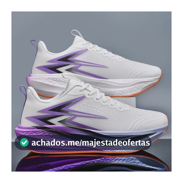 Calçados Esportivos Ultraleves, Tênis De Corrida Para Casais Branco E Roxo Geométrico 44