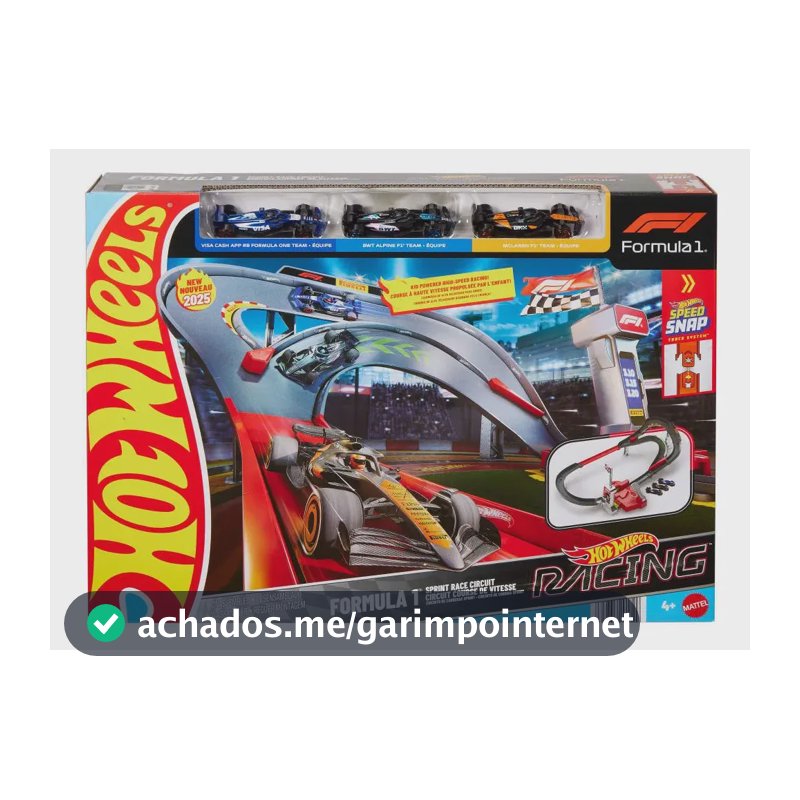 Pista de brinquedo Corrida Fórmula 1 Sprint com 3 carros Hot Wheels Mattel