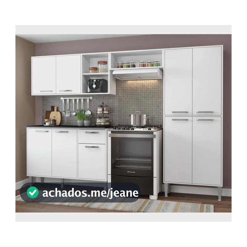 Cozinha Compacta Armário E Balcão Xangai Multimóveis Vm2840 Cor Branco