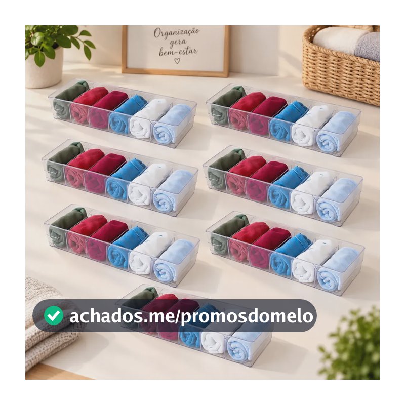 7 Organizadores de Gaveta Colmeia Acrílico 6 Divisores Colmeia Organizadora Amobox