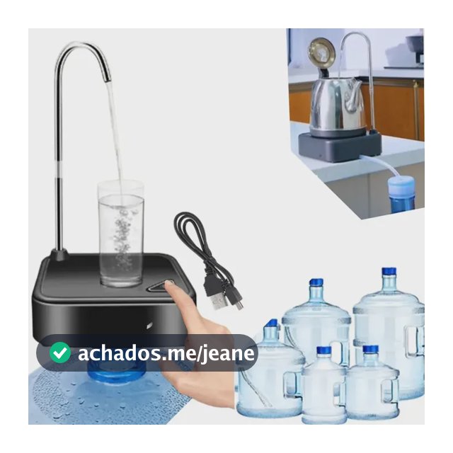 Bebedouro Bomba De Agua Eletrica Galao Recarregavel Usb Preto