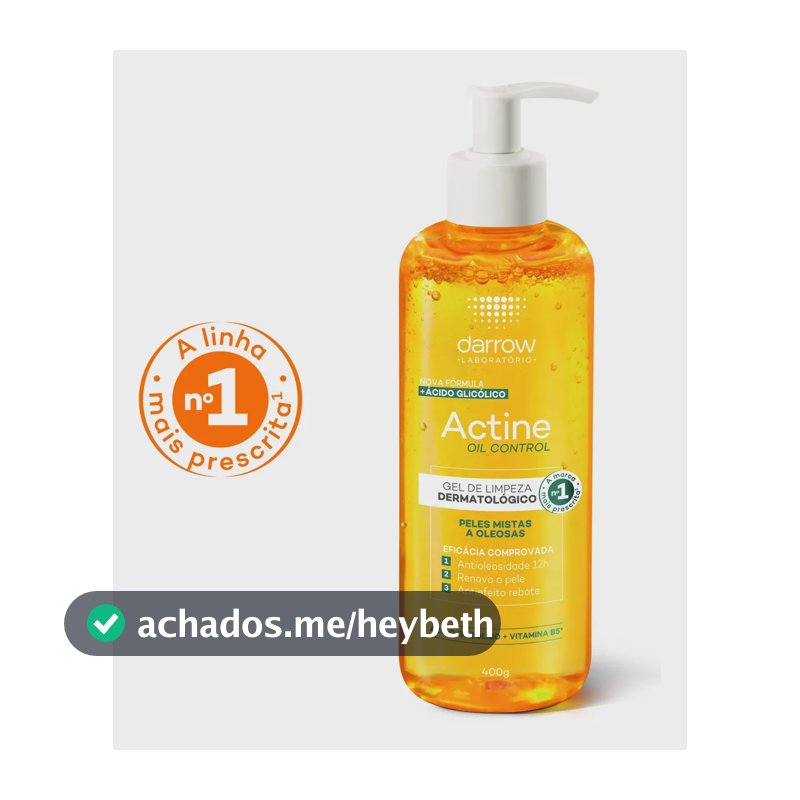 Gel de Limpeza Facial Darrow Actine Oil Control Pele Mista Oleosa 400g