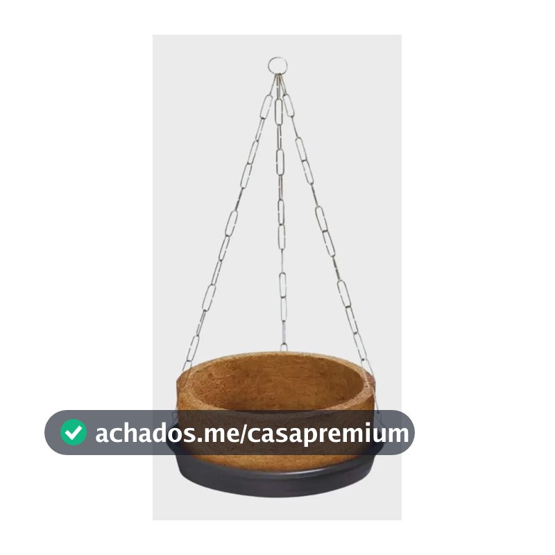 Vaso De Plantas Côco Xaxim N5 Completo C/ Prato + Corrente Marrom Rústico/campestre