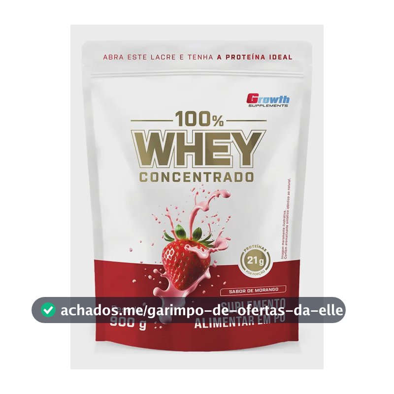 100% Whey Concentrado 900g Growth Supplements Morango