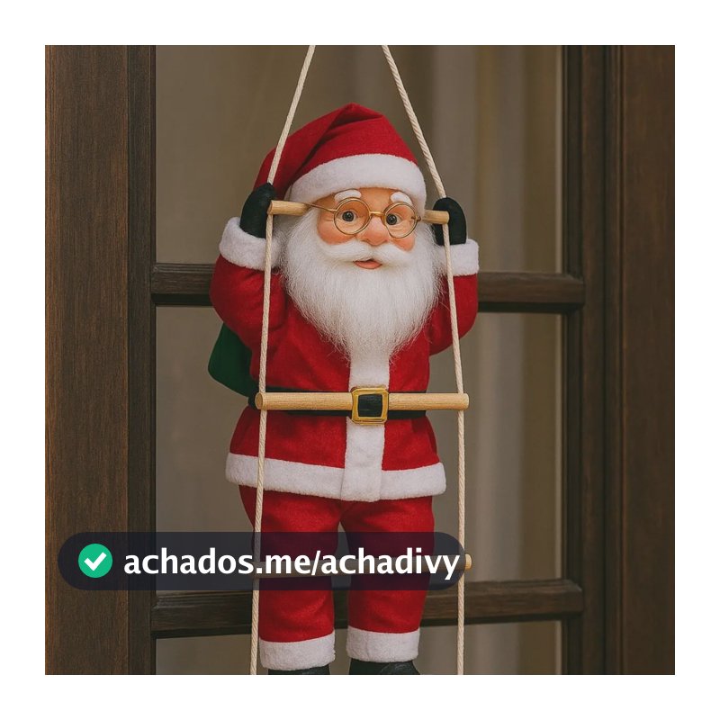 Papai Noel Escalando Escada Enfeite De Natal Porta E Janela Vermelho