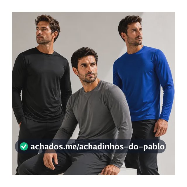 Kit 3 Camisas Proteção Uv Térmicas Masculina Segunda Pele Preto Azul Cinza G