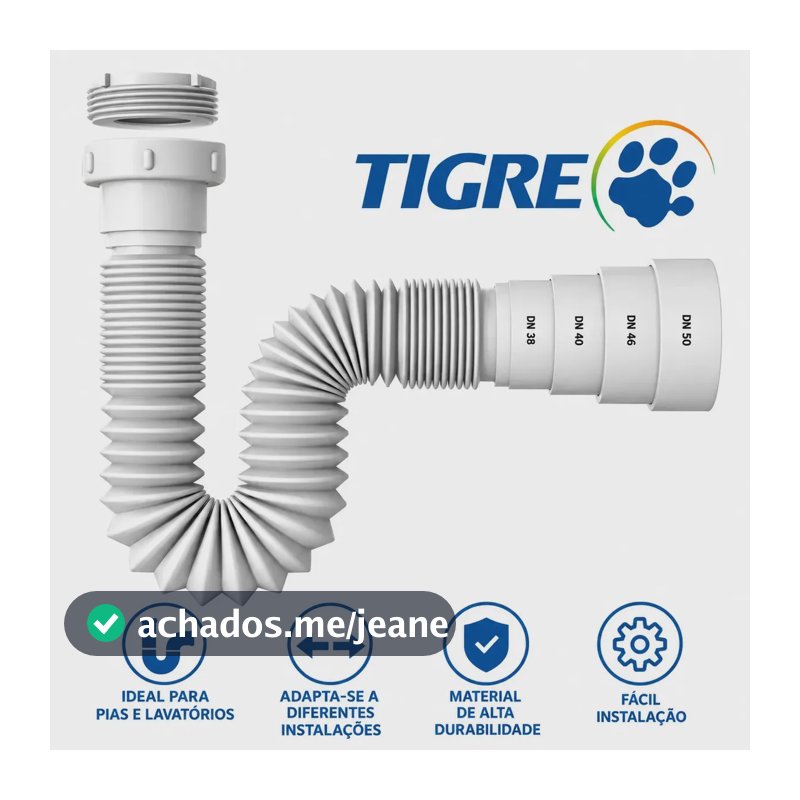 Sifão Sanfonado Tubo Flexível Tigre Universal Multiuso Para Pias Lavatórios Cubas