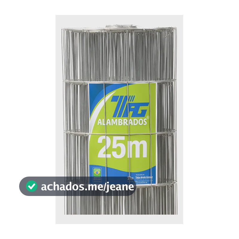 Tela Soldada Tag Malha 6,5x15cm Fio 2,30mm - Rolo 25x1,2m Cinza