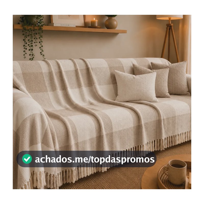 Manta De Sofá Tipo Capa Proteção Luxo 300x180 King Decoração Cru C/ Areia