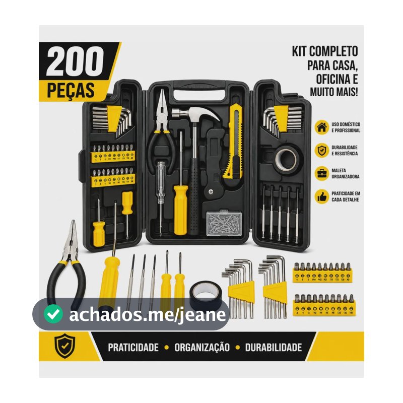 Kit Jogo Ferramentas 200 Peças Completo Chaves Com Maleta